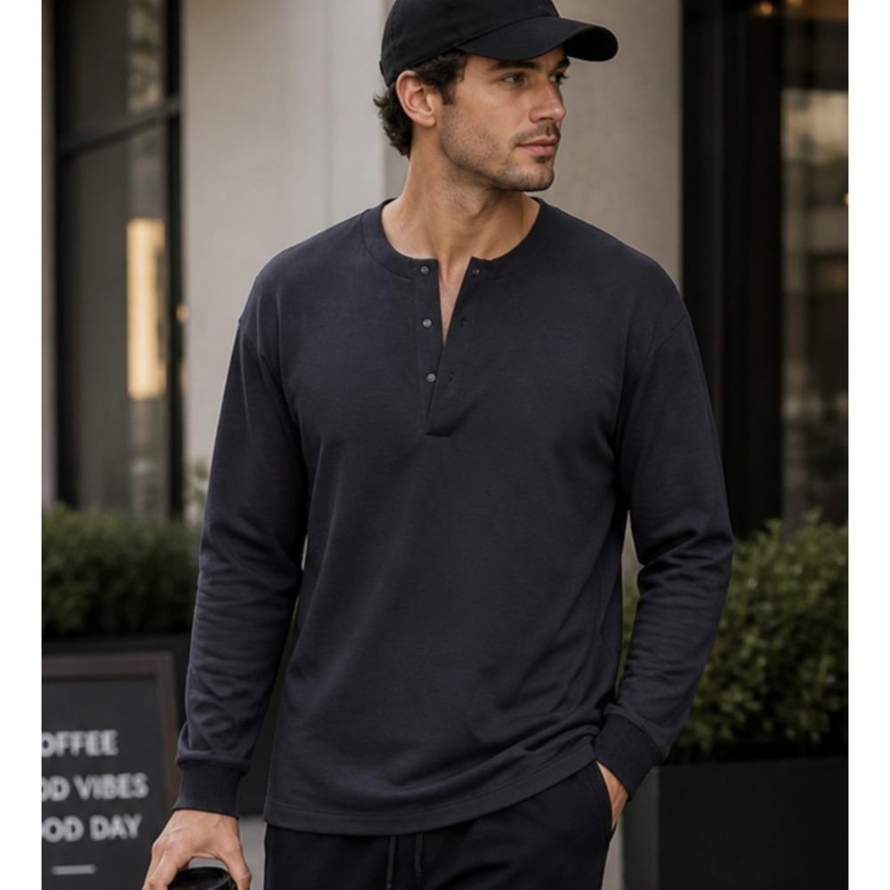 NWT Lululemon Men Softstreme Oversized Henley Shirt Sz M Black Travel Minimalist